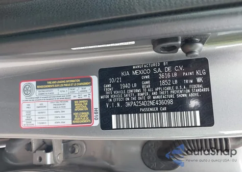 2022 Kia Rio 5-Door S from USA, damaged, VIN 3KPA25AD2NE436098